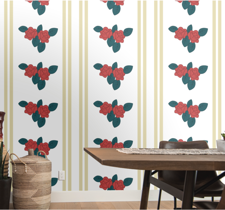 Elegant rosemotiv tapet blomster - Tenstickers