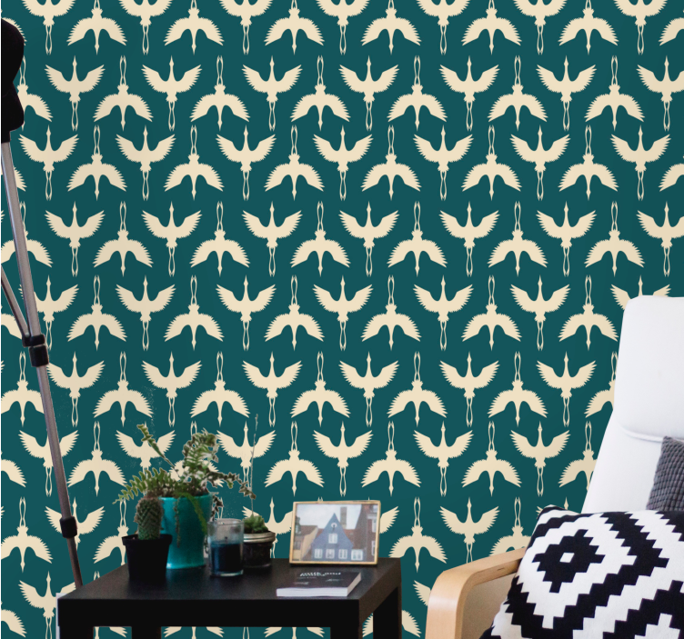 Elegant beige design fugletapet - Tenstickers