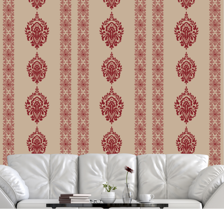 Elegante røde mønstre tapet barokk - Tenstickers