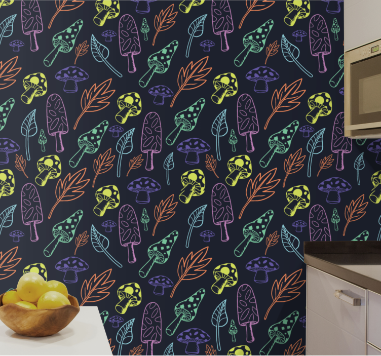 Fargerikt soppmønster tapet kjøkken - Tenstickers