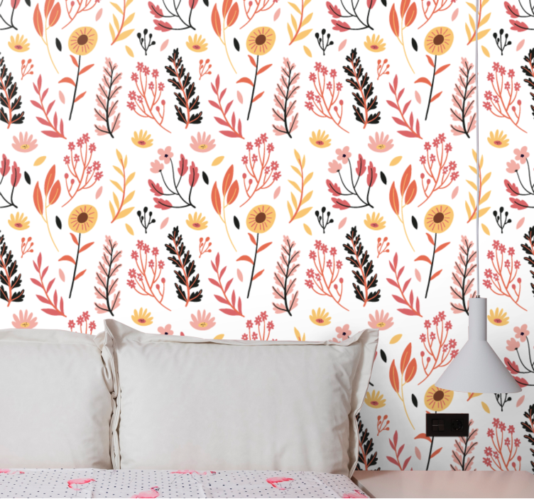 Floral botanisk design tapet blomster - Tenstickers