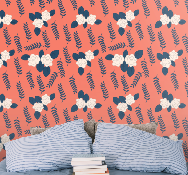 Røde bregner arrangement tapet blomste - Tenstickers