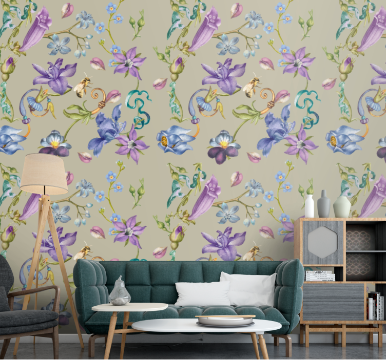Floral fantasy design tapet blomster - Tenstickers