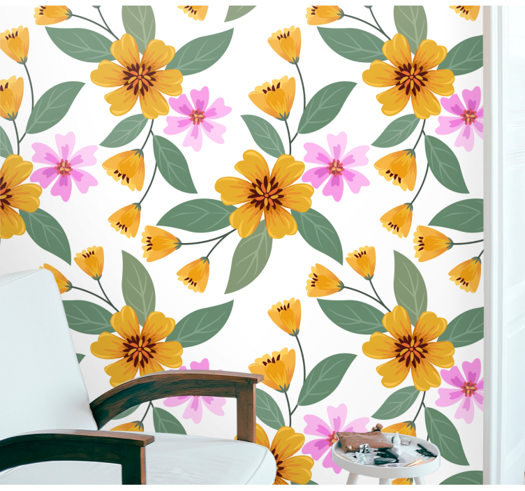 Floral overflod tapet blomster - Tenstickers
