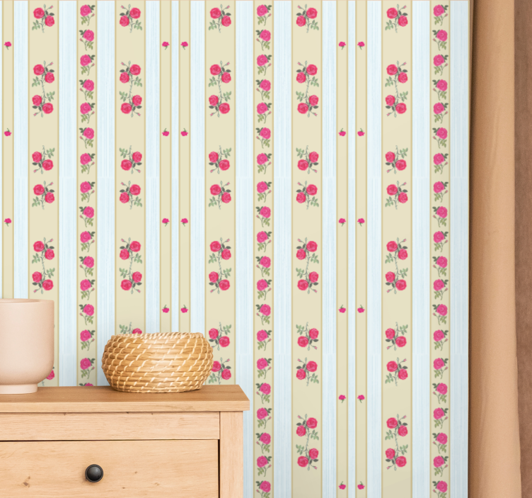 Floral stripete eleganse tapet striper - Tenstickers