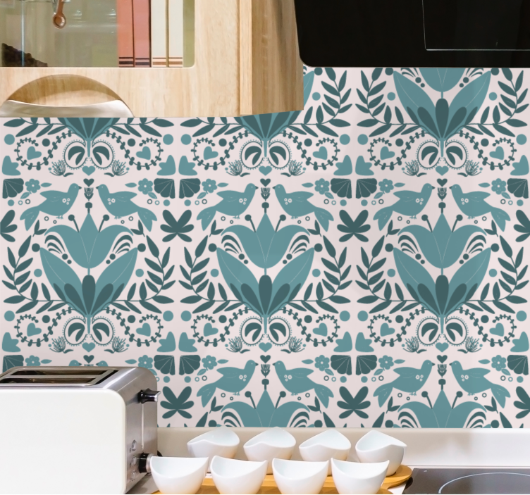 Floral symmetri mønstre tapet blomste - Tenstickers