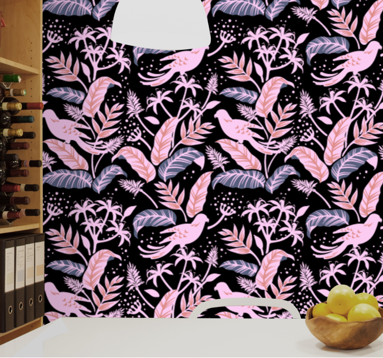 Fugler floral harmoni tapet pynt - Tenstickers