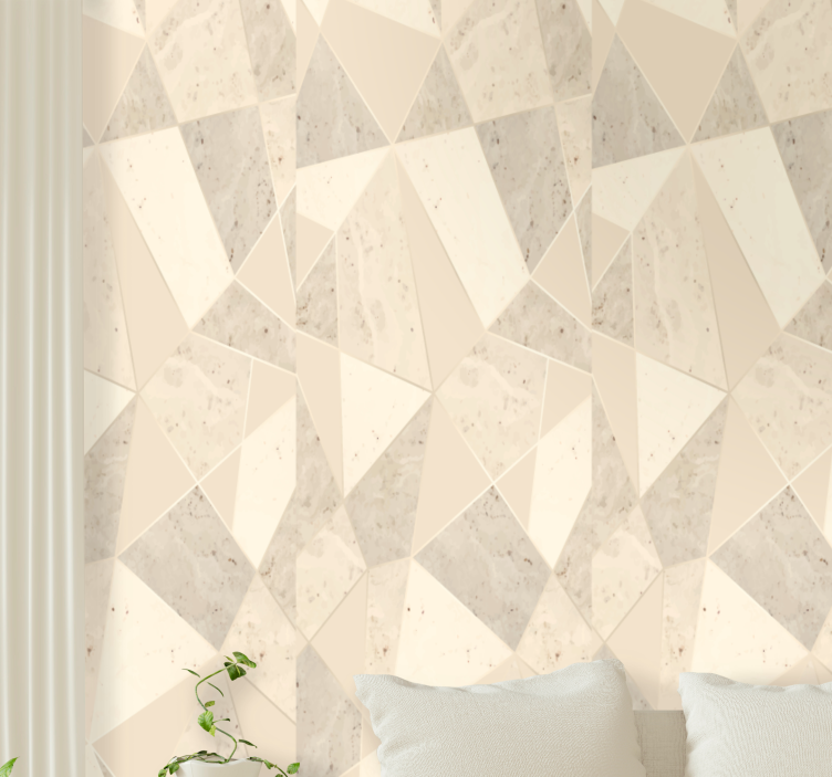 Geometrisk beige motiv tapet marmor - Tenstickers