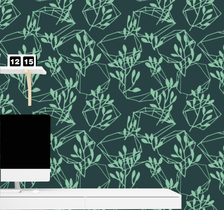 Geometrisk bladmønster tapet geometriske former - Tenstickers