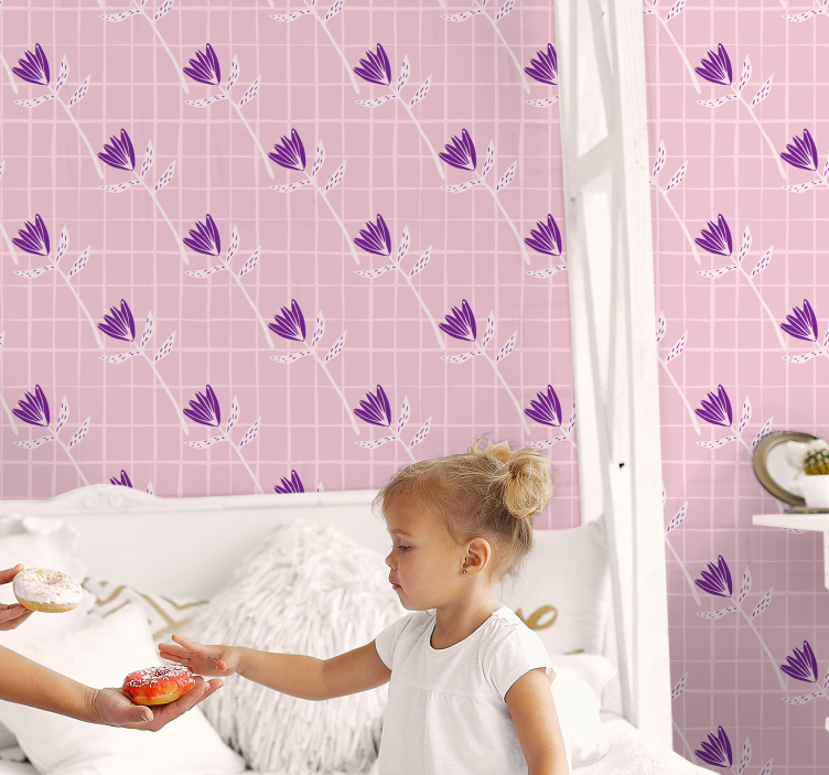 Geometrisk blomstermønster tapet geometriske former - Tenstickers