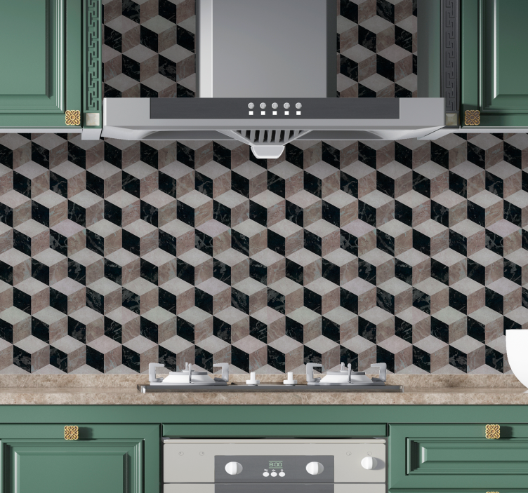 Geometrisk kubearrangement tapet metall - Tenstickers