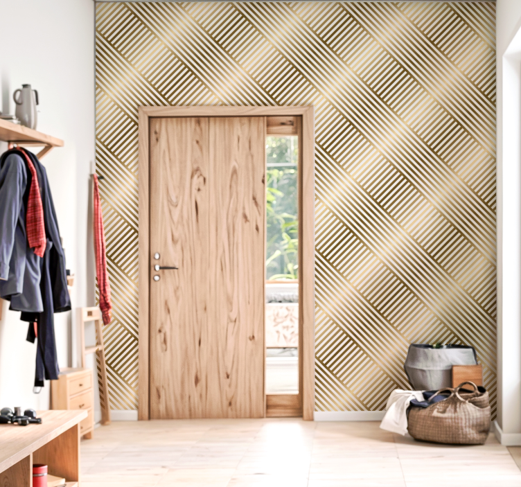 Geometriske gulllinjer inngangs tapet - Tenstickers