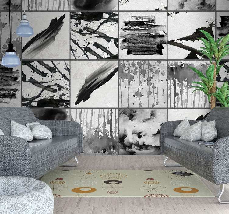 Grå torrents abstrakt tapet - Tenstickers