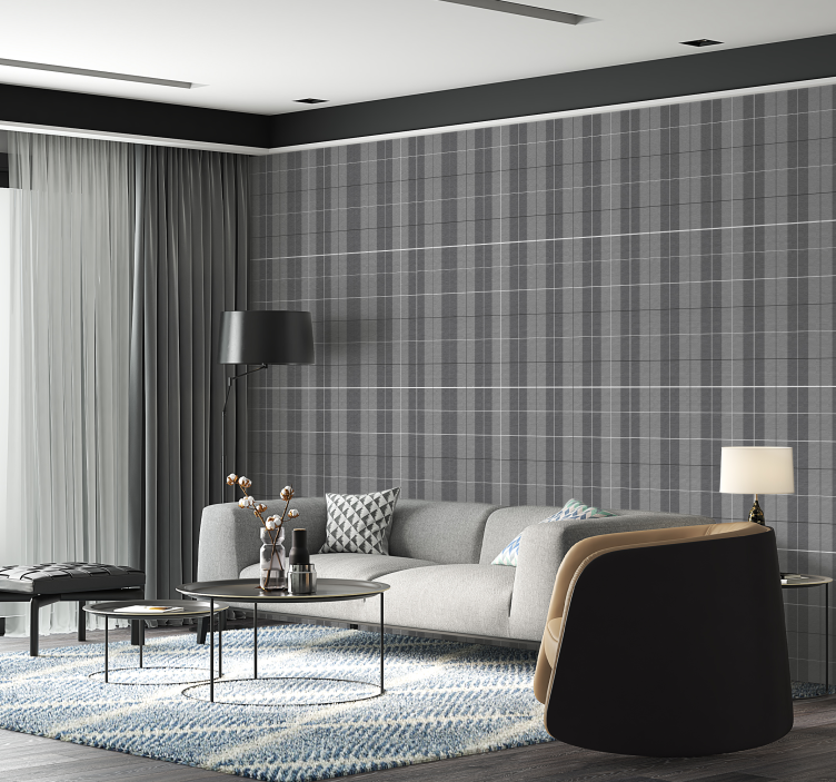 Grått skotsk mønster tapet firkant - Tenstickers