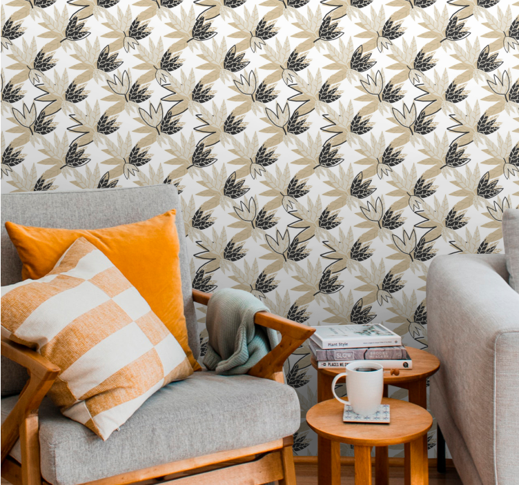 Grønn botanisk design tapet grønne blader - Tenstickers