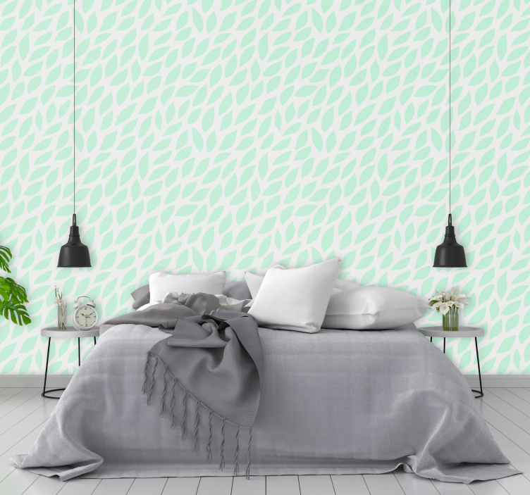 Grønne kronblad tapet blomst tapet - Tenstickers