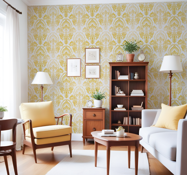 Gylden design tapet barokk - Tenstickers