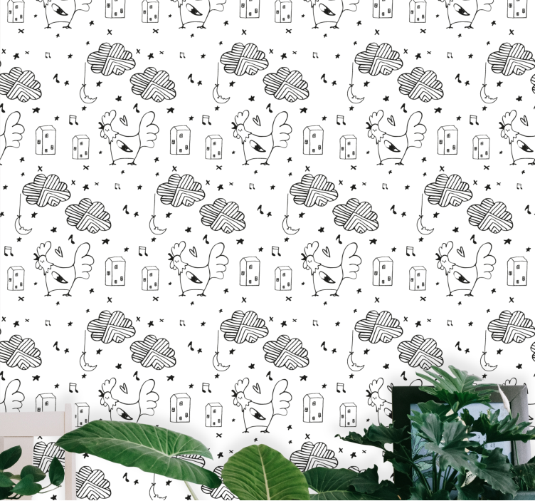 Hane tegneserie mønster tapet dyr - Tenstickers