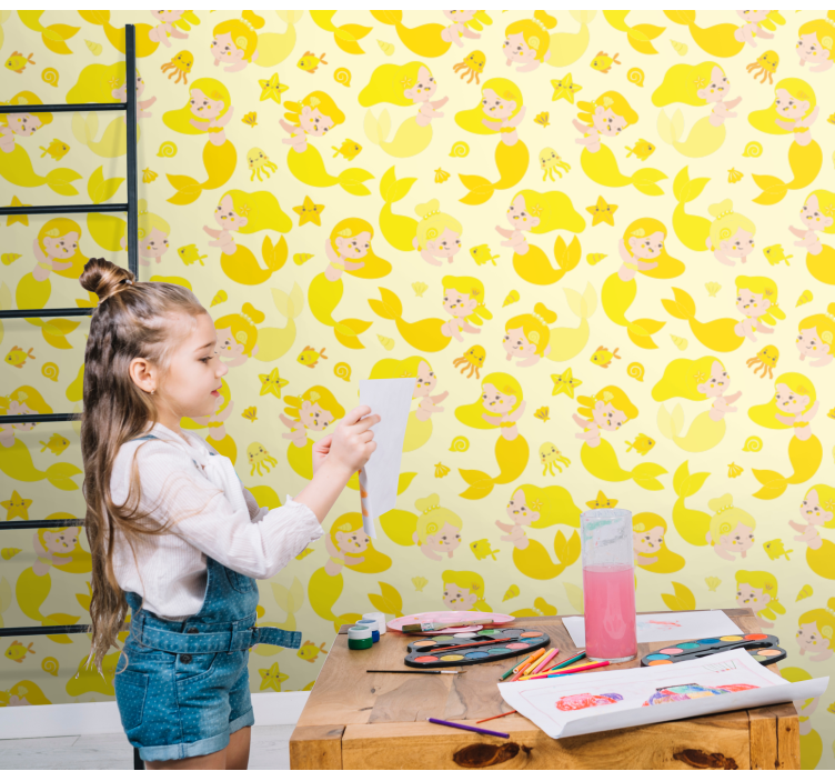 Havfruebarn gul smilende tapet barn - Tenstickers