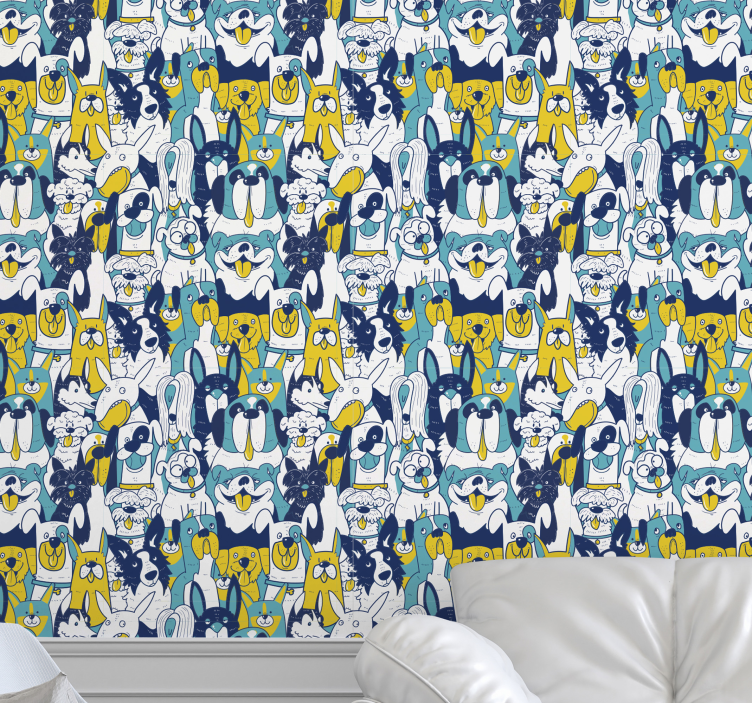 Hund sømløs mønster dyr tapet - Tenstickers