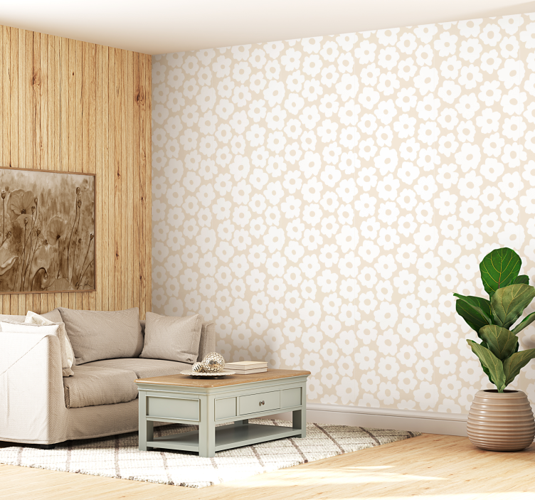 Hvit valmue tapet blomster - Tenstickers