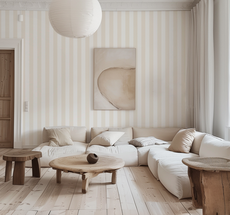 Hvite og beige farger tapet vertikalt - Tenstickers