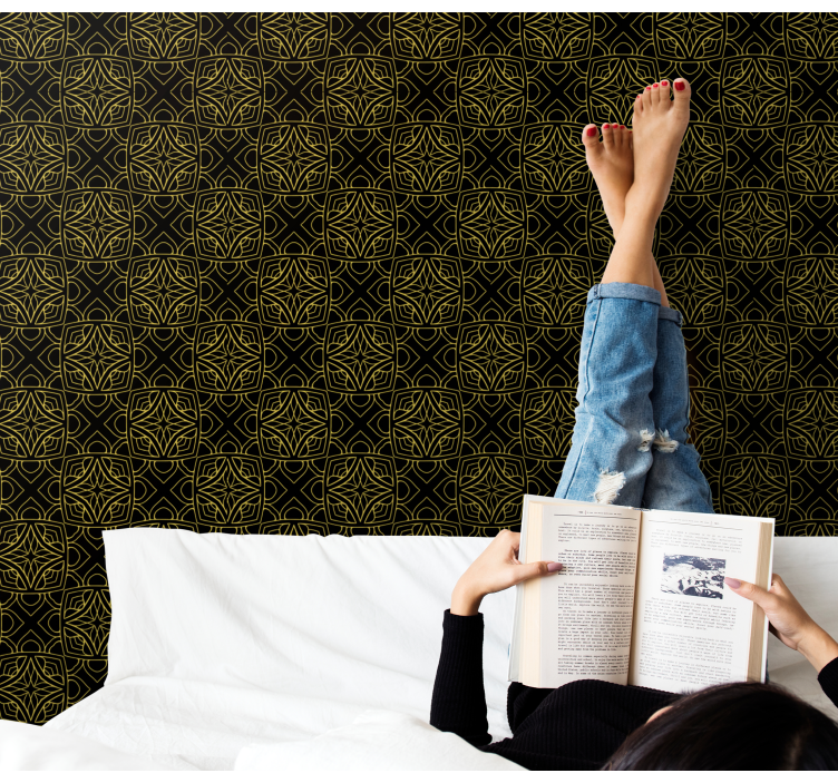 Intrikate geometriske mønstre ornament tapet - Tenstickers