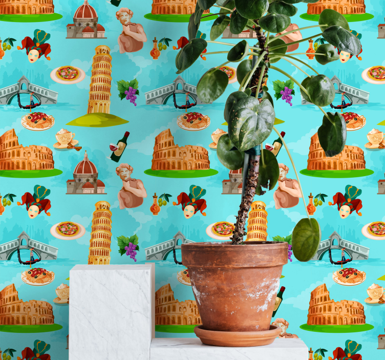 Italienske landemerker collage tapet byer - Tenstickers