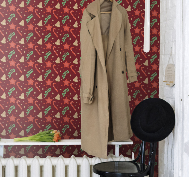 Jul godteri mønster rød gang tapet - Tenstickers