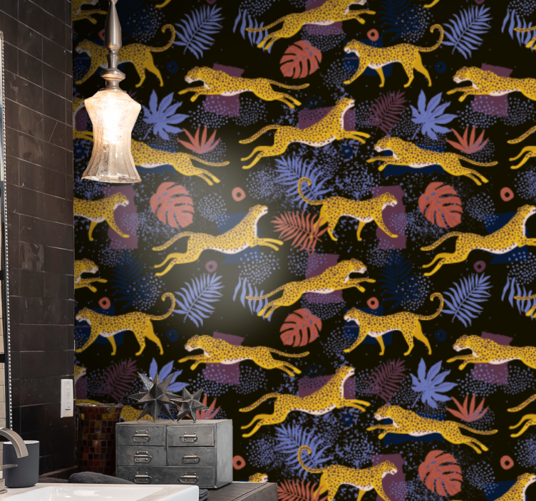 Jungel fauna mosaikk tapet dyr - Tenstickers