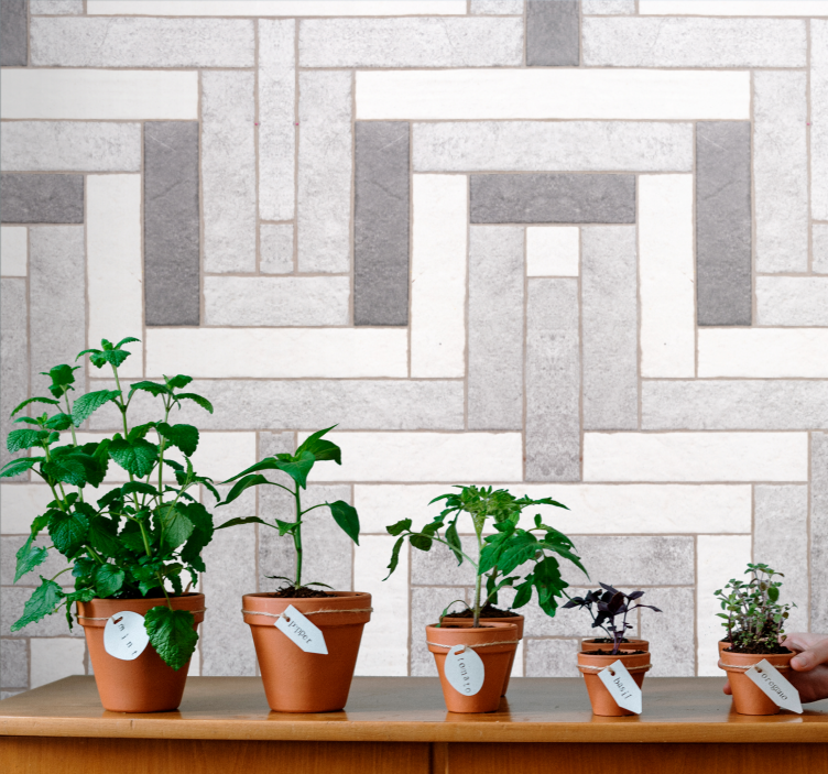 Kaldt gråbrunt fiskebeinsmønster tapet tre - Tenstickers