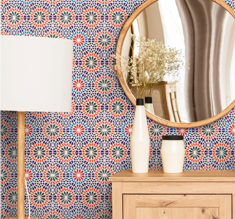 Kule fargerike fliser tapet moderne - Tenstickers