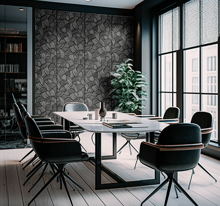 Kurvede striper tapet til kontor - Tenstickers