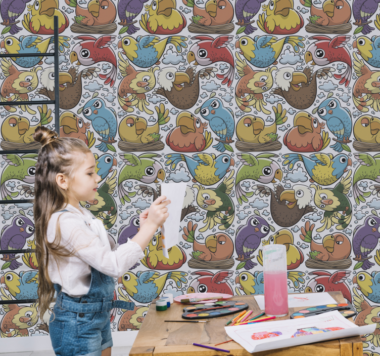 Lekende papegøyemønster fugletapet - Tenstickers