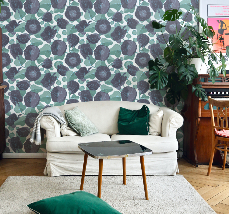 Malva blomster blomster tapet - Tenstickers