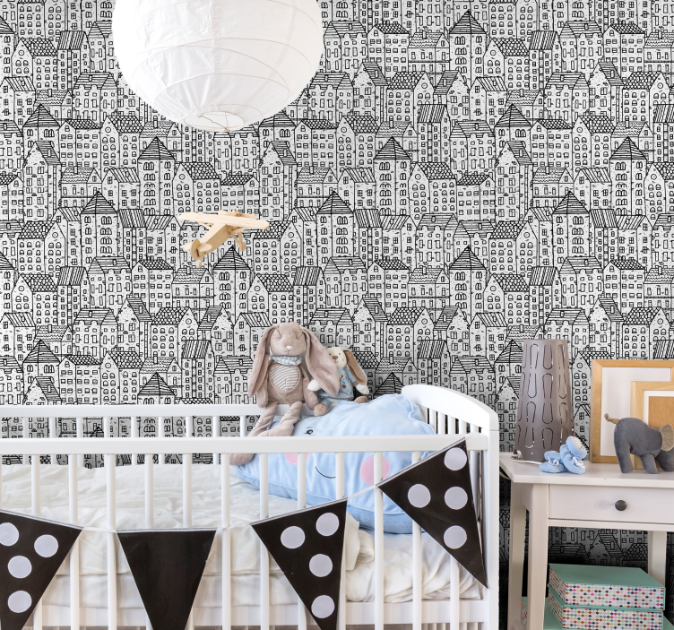 Monokrom urban skisse tapet byer - Tenstickers