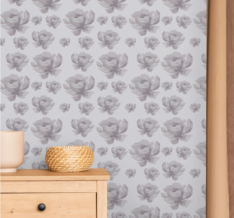 Monokrome blomster tapet blomster - Tenstickers