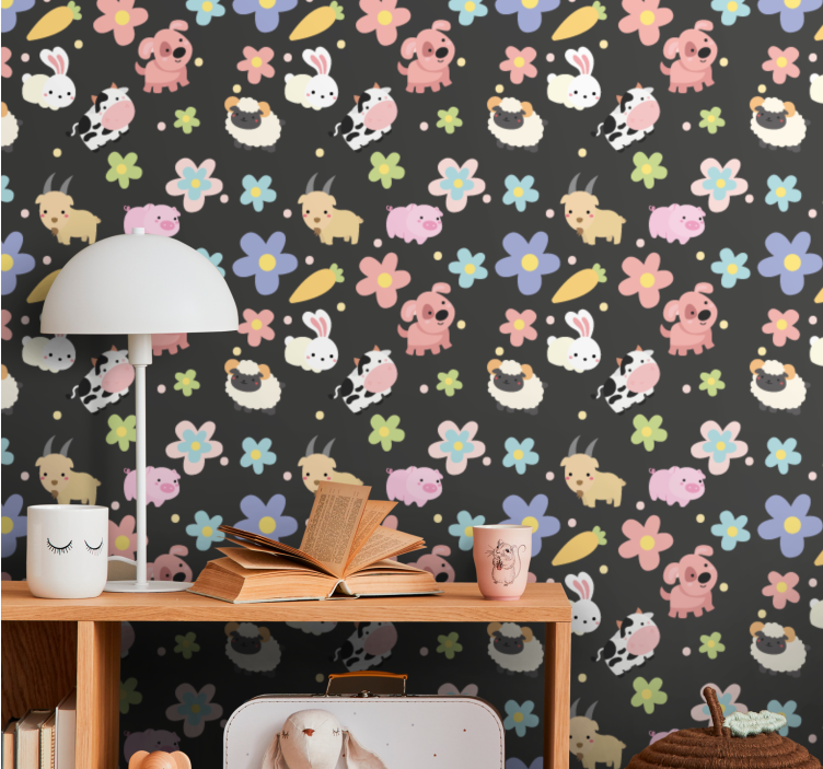 Moro med dyremønster tapet med dyr - Tenstickers