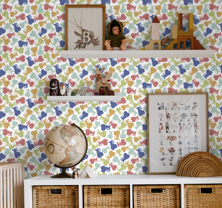 Muntert dinosaurmønster dinosaur tapet - Tenstickers