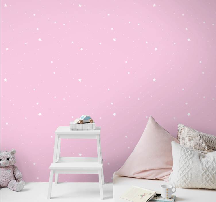Natt rosa himmel tapet stjerne - Tenstickers