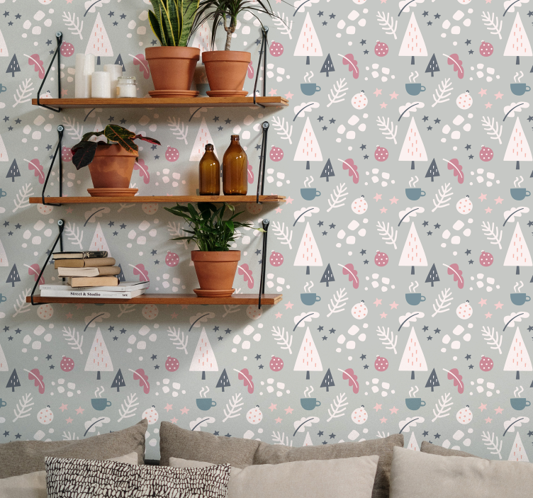 Nordisk fortryllet skog Nordic wallpaper - Tenstickers