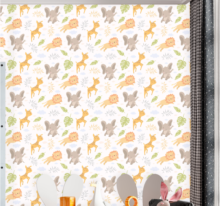 Nordisk minimalistisk safari tapet barn - Tenstickers