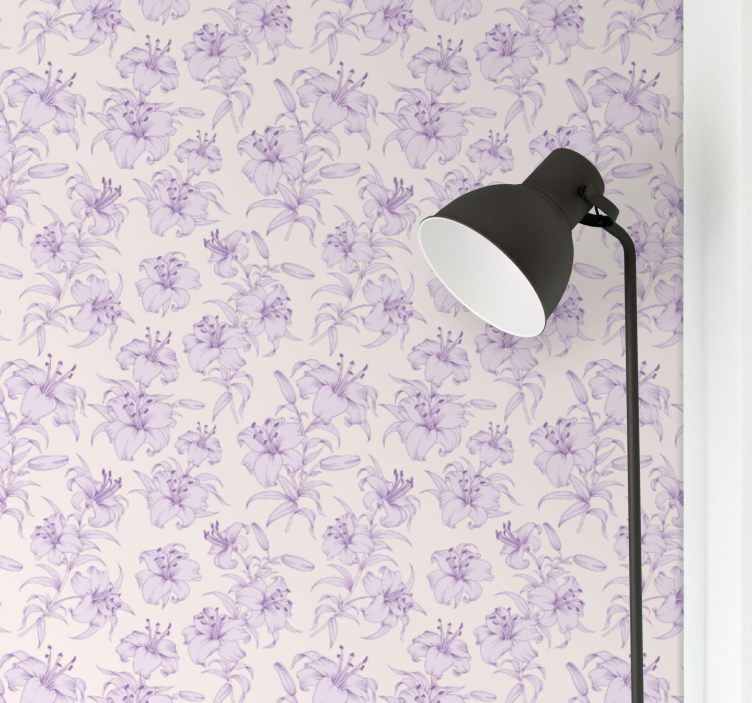 Elegant lilla motiv tapet blomster - Tenstickers