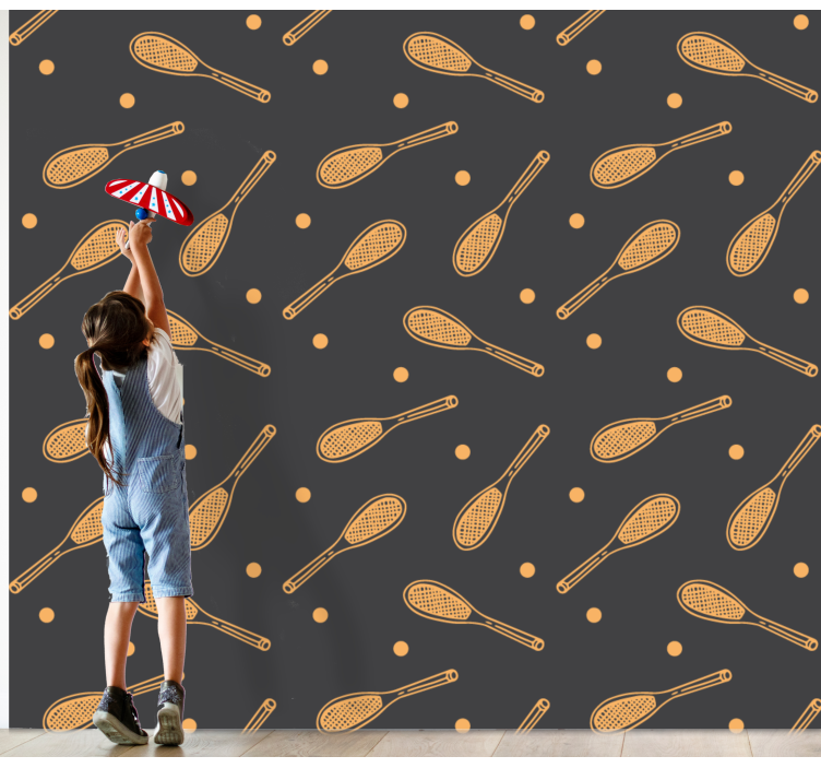 Oransje racketer og baller design tapet barn - Tenstickers