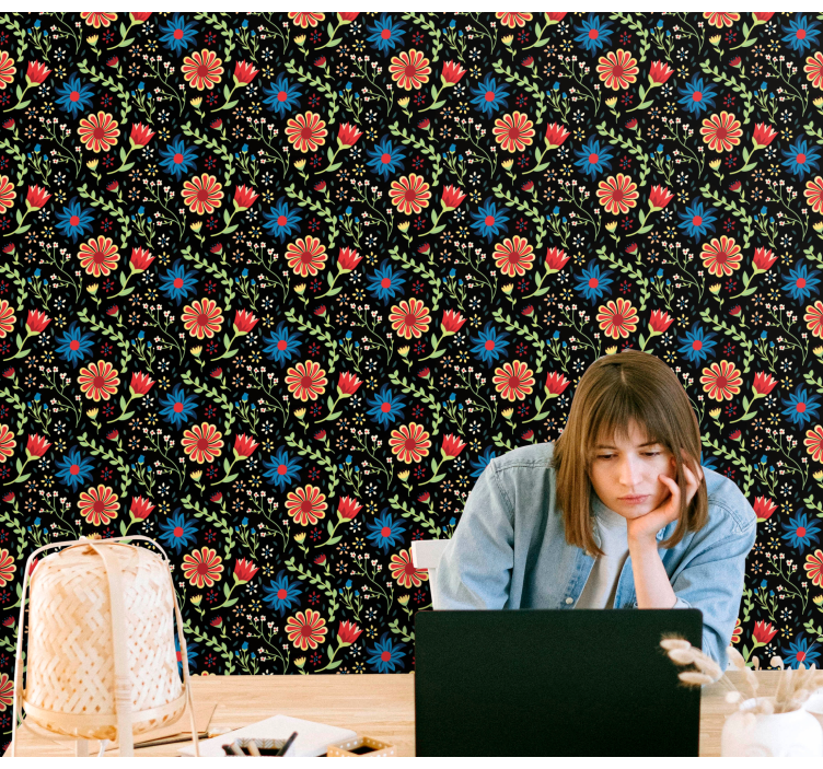 Organisk mønster tapet stue - Tenstickers