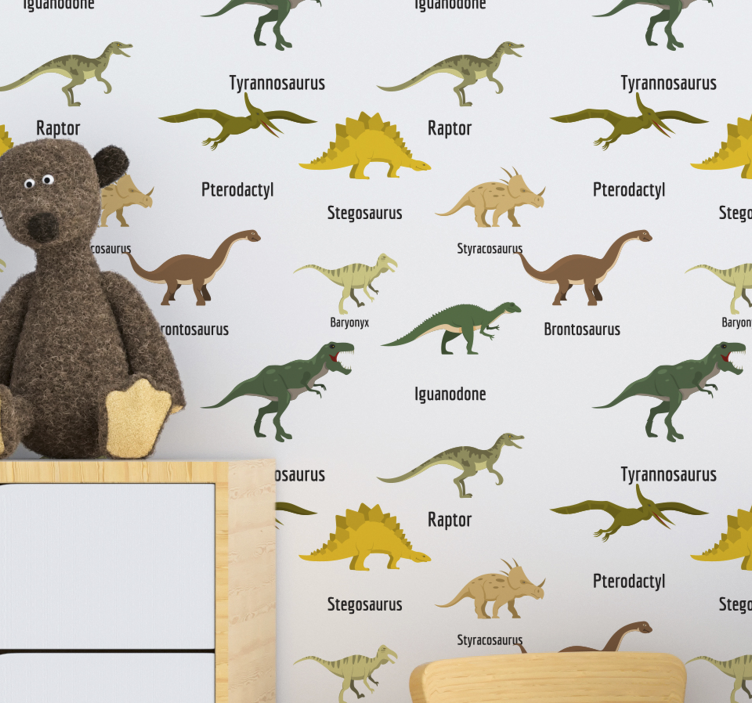 Realistiske dinosaurer med navn barn tapet - Tenstickers