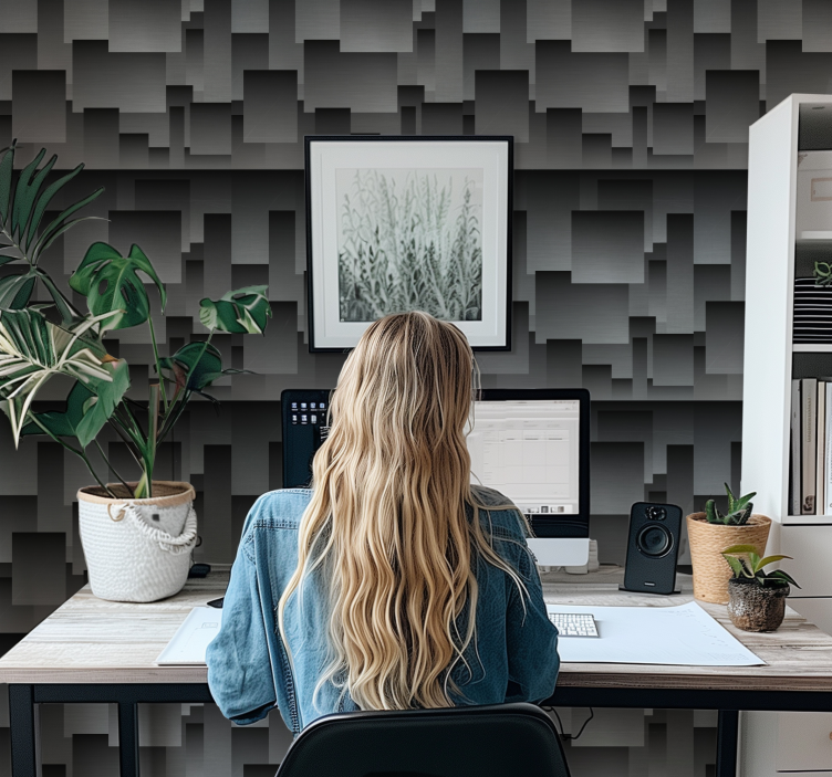 Ruter design tapet svart - Tenstickers