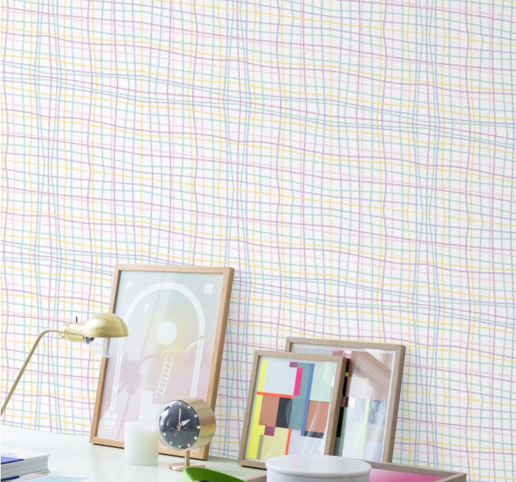 Sjekket rutenettoppsett tapet geometriske former - Tenstickers