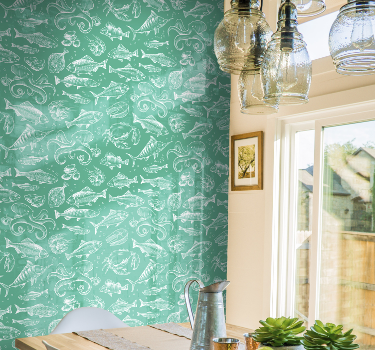 Skisse fisk hånd tegne dyretapet - Tenstickers