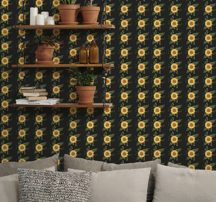 Solsikke mønster tapet - Tenstickers